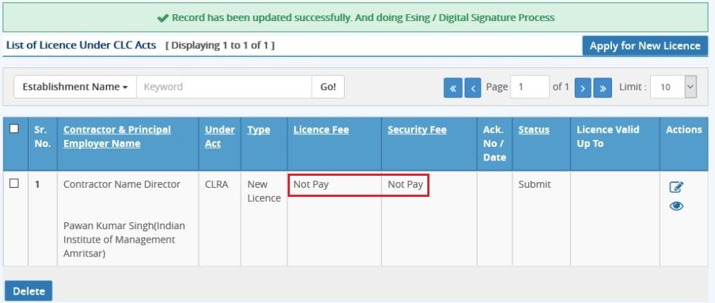 list of licence under clc acts