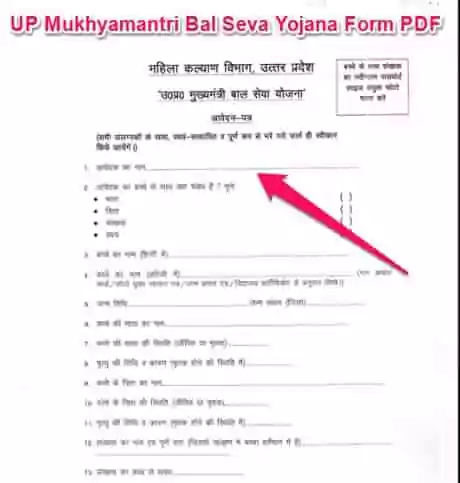 UP Mukhyamantri Bal Seva Yojana Form PDF