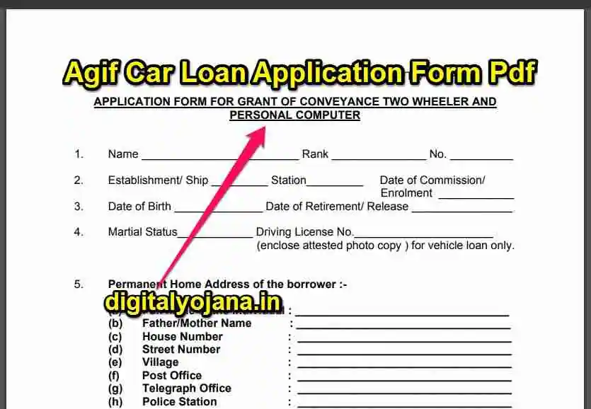AGIF {All PDF Download} Agif Car Loan Application Form Pdf | Army Group Insurance Fund Car Loan Application Form 2023-24 (Apply Fast)