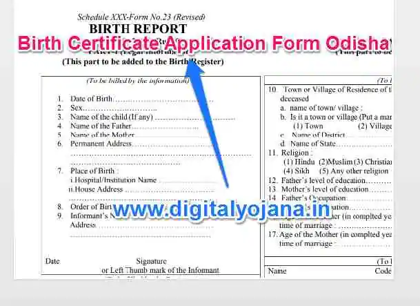 Birth Certificate Application Form Odisha PDF