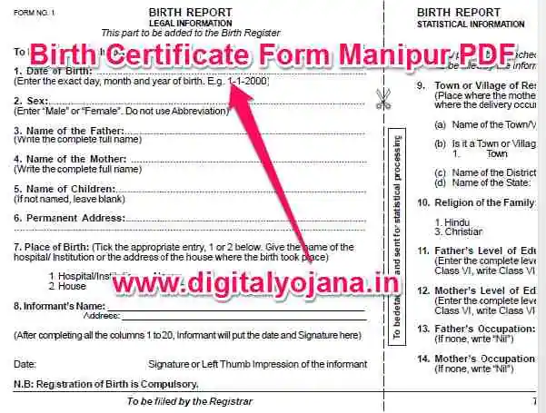 {फॉर्म PDF डाउनलोड} Birth Certificate Form Manipur PDF|ऑनलाइन मणिपुर जन्म प्रमाण पत्र (Apply Fast) 2023-24