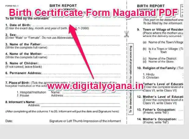 {डाउनलोड Form पीडीएफ} Birth Certificate Form Nagaland PDF | नागालैंड जन्म प्रमाण पत्र आवेदन प्रक्रिया Apply Fast (2023-24)